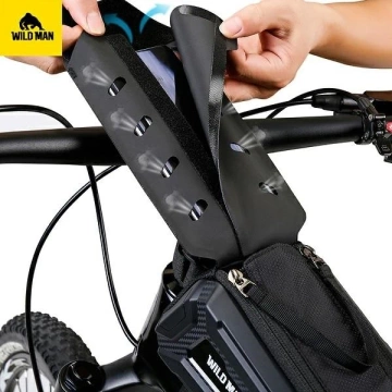 Wildman M90 Fahrradtasche Rahmentasche mit Telefonfenster Schwarz