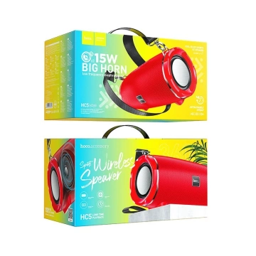 Bluetooth reproduktor Hoco HC5 2×15W červený FM USB AUX TF