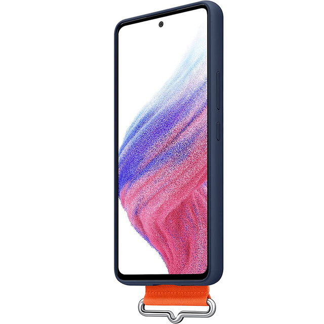 Original Samsung Silikon Cover Strap Hülle für Samsung Galaxy A53 5G Marineblau