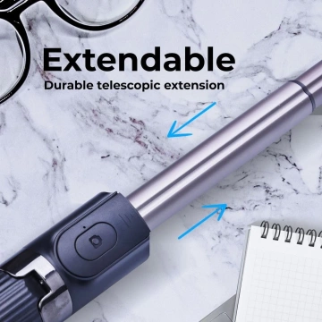 Selfie-Stick mit Bluetooth-Fernbedienung, Stativ, Gimbal-Stabilisator-Kit/Griff, Schwarz, SSTR-L08