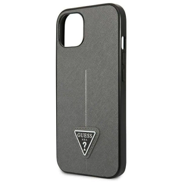 Etui Guess GUHCP13SPSATLG do Apple iPhone 13 Mini 5,4" srebrný/strieborný pevný obal SaffianoTriangle Logo