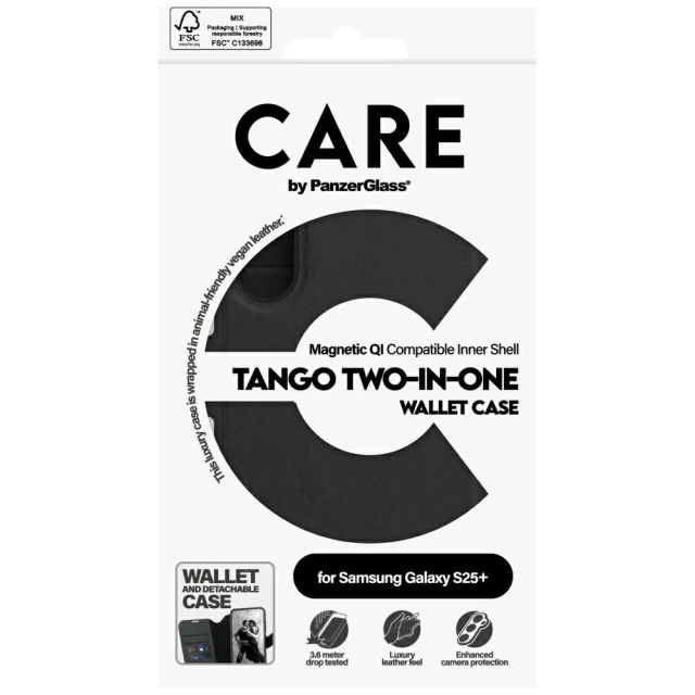 CARE Case für Samsung Galaxy S25 von PanzerGlass Feature Tango Wallet 2in1 Schwarz
