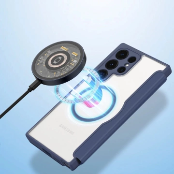 Puzdro Dux Ducis Skin X Pro pre Samsung S24 Ultra s magnetickým krúžkom a chlopňou - modré
