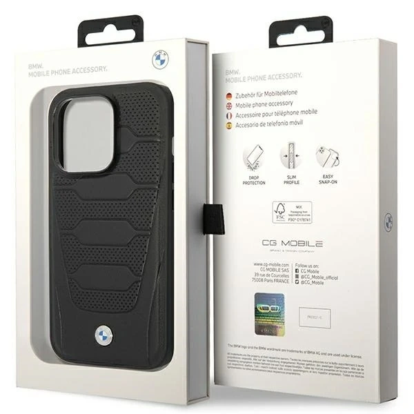 Чохол для телефону BMW BMHMP14L22RPSK для Apple iPhone 14 Pro 6.1" black/black Leather Seats Pattern MagSafe