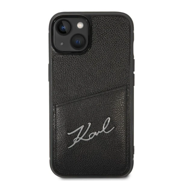 Karl Lagerfeld KLHCP14MCSSK ochranné puzdro na telefón pre Apple iPhone 14 Plus 6,7" pevné puzdro čierno/čierne Signature Logo Cardslot