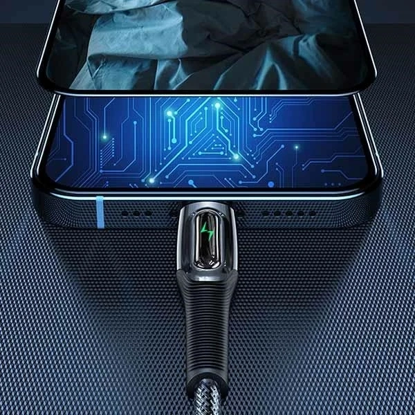 Плетений кабель USAMS USB-C до Lightning Smart Power-off 20W PD Кабель 1,2 м Темно-зелений