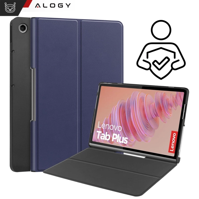 Скляний чохол для Lenovo Tab Plus 11.5" 2024 TB351FU Alogy Book Cover, темно-синій, безкоштовний стилус