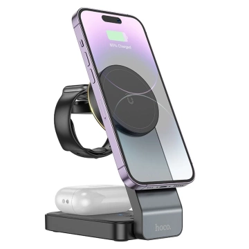 Hoco CQ3 MagSafe 15W Foldable 3in1 Wireless Charger Black