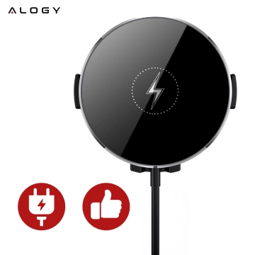 2-in-1-Autohalterung mit Alogy Airvent MagSafe QI Charger, induktives Ladegerät für MagSafe 15 W für Kühlergrill Schwarz