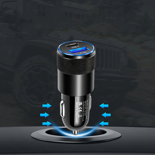 Alogy Car Charger USB-C Type C USB 3.1A Black 1m Cable USB-C to Lightning Case