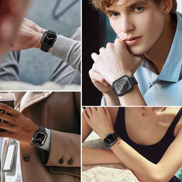 Ochranné puzdro Alogy so sklom 2v1 pre Apple Watch 7/8 45 mm čierne