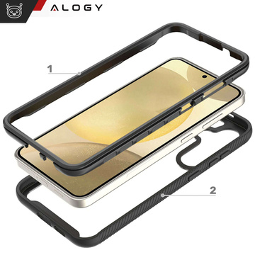 Case for Samsung Galaxy S24 Plus Armored Cover Hydrogel Screen Film Case 360 ​​Defense Pro Black