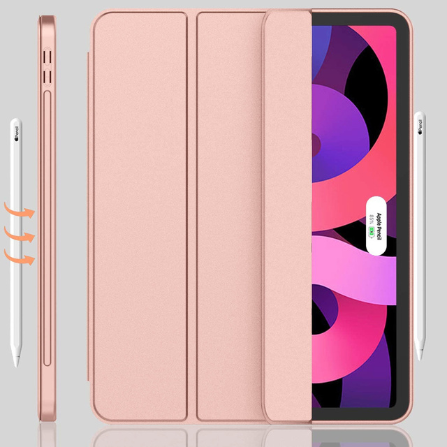 Schutzhülle Alogy Book Cover Federmäppchen mit Stifthalter für Apple iPad Air 4 2020 / Air 5 2022 10,9 Zoll, rosa Glas