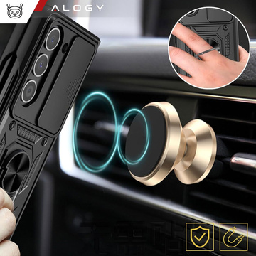 Броньований чохол для Galaxy Z Fold 5 Camshield Case Ring Alogy Stand з кришкою для камери, чорний