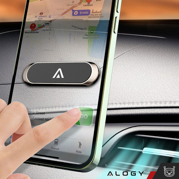 Автомобільний тримач x2, набір Alogy, магнітний, самоклеючий, чорний
