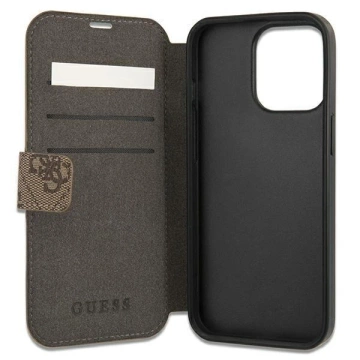 Чохол Guess GUBKP13L4GMGBR для Apple iPhone 13 Pro / 13 6.1" коричневий/коричневий книжка 4G Big Metal Logo