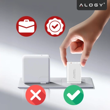 Alogy GaNCharge Compact 3in1 настінний зарядний пристрій швидкої зарядки GaN3 65W USB-A 30W 2x USB-C 65W Білий