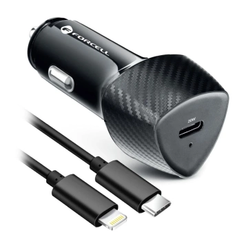Автомобільний зарядний пристрій Forcell Carbon 20W USB-C Lightning-кабель