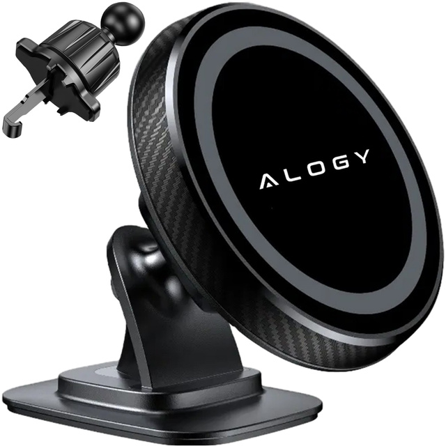 Magnetische Autohalterung für Telefon, Fenster, Kühlergrill, Cockpit, Armaturenbrett, Auto, Telefon, Alogy Black