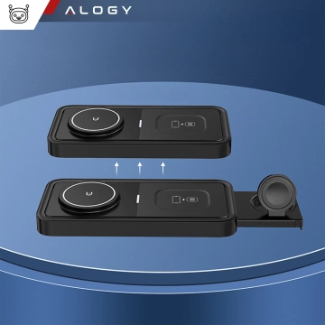 Kabelloses induktives Ladegerät Qi QC 3.0 3in1 Fast für Apple iPhone Airpods Watch Ladestation 15W schwarz