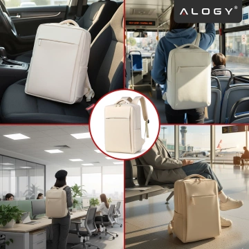 Alogy UrbanPack Pro™ Business Backpack for 15-16" Laptops – Waterproof, Shockproof, with Bottle Pocket and Luggage Strap – Beige