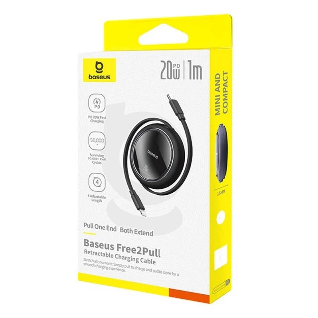 Baseus Free2Pull USB-C Cable for iP 20W 1m Black