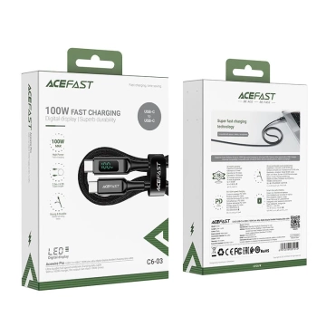 Acefast kabel USB Typ C - USB Typ C 2m, 100W (20V/5A) černý (C6-03 Black)