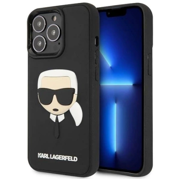 Etui Karl Lagerfeld KLHCP14LKH3DBK na iPhone 14 Pro 6,1" pevné puzdro 3D Rubber Karl`s Head