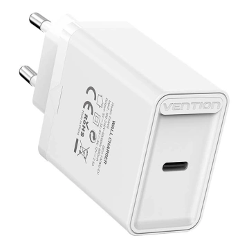 Nabíjačka Vention FAIW0-EU USB-C 30W PD3.0 QC4.0 do steny biela