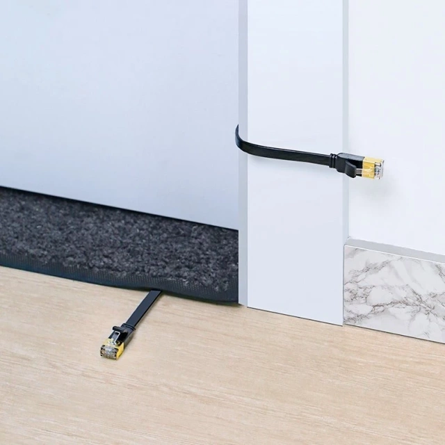 Плоский кабель UGREEN Ethernet патч-корд RJ45 Cat 7 STP LAN 10 Гбіт/с 10 м чорний (NW106 11265)