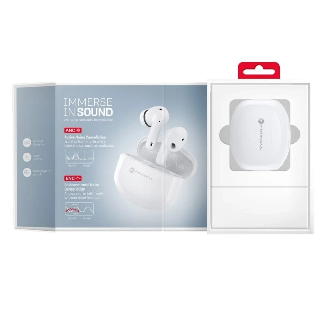 Бездротові навушники Forcell F-Audio TWS Clear Sound BT 5.3 White