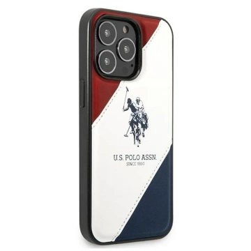 Puzdro na telefón US Polo Tricolor Embossed iPhone 14 Pro 6,1". biela/biela