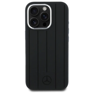 Etui Mercedes до iPhone 16 Pro Max 6.9" Czarne HardCase Silicone Vertical Tonal Stripes MagSafe