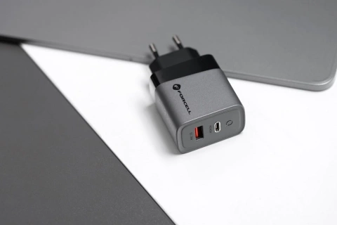 Зарядний пристрій Forcell GaN 45 Вт USB-C USB-A PD QC SFC, сірий