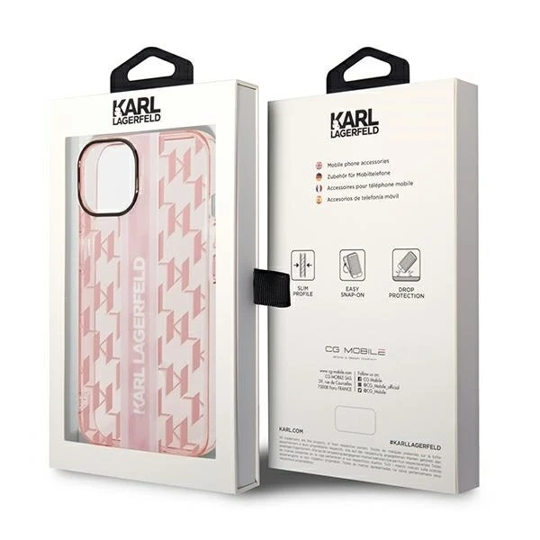 Handyschutzhülle Karl Lagerfeld KLHCP14MHKLSPCP für Apple iPhone 14 Plus 6.7" Hardcase Pink/Pink Mono Vertical Stripe