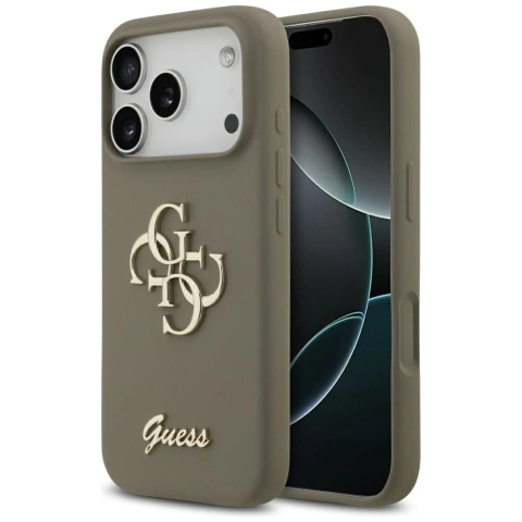 Etui Guess do iPhone 17 Pro Max Silicone Big 4G Script Brown