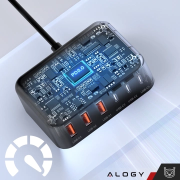 HUB-Splitter Alogy-Adapter für Computer-Laptop mit USB-C auf 3x USB-A 2.0 1x USB-A 3.0 Grau