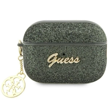 Guess GUAP2GLGSHA earphone protective case for Apple AirPods Pro 2 cover green/kaki Glitter Flake 4G Charm