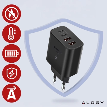 Alogy HUB Splitter Adapter for Laptop Computer USB-C to 3x USB-A 2.0 1x USB-A 3.0 Gray