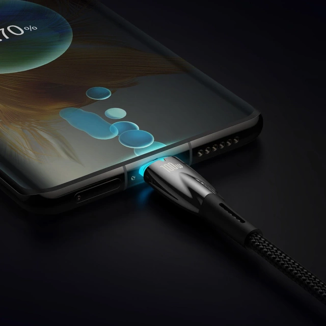 Baseus Glimmer Series Schnellladekabel USB-C 480Mbps PD 100W 1m Schwarz