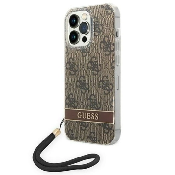 Чохол Guess GUOHCP14XH4STW iPhone 14 Pro Max 6.7" коричневий/коричневий твердий чохол 4G Print Strap