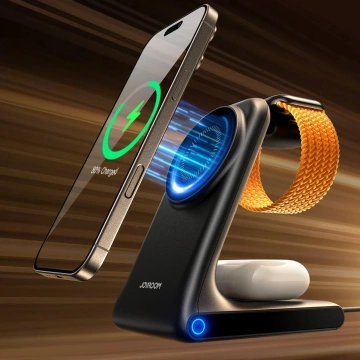 Joyroom 15W 3in1 Wireless Charger Charging Station with MagSafe - Black