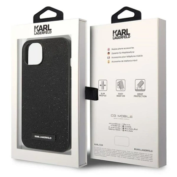 Karl Lagerfeld KLHCP14MG2ELK Schutzhülle für Apple iPhone 14 Plus 6.7" Hardcase schwarz/schwarz Glitter Plaque Logo