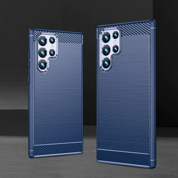 Carbon Phone Case for Samsung Galaxy S23 Ultra Flexible Silicone Carbon Cover Blue