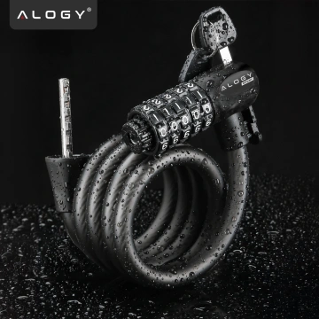 Bike lock, bike lock, strong cable, 120 cm, Alogy bike lock, code, key, black