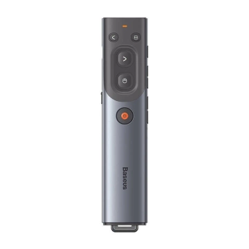 Baseus Orange Dot multifunkčné diaľkové ovládanie na prezentáciu, s červeným laserovým ukazovátkom, dobíjacie (sivé)