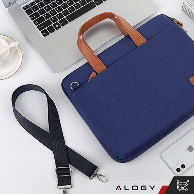Men's and women's shoulder briefcase bag for laptop tablet 15.6 inch fabric travel cover Alogy Navy Blue
