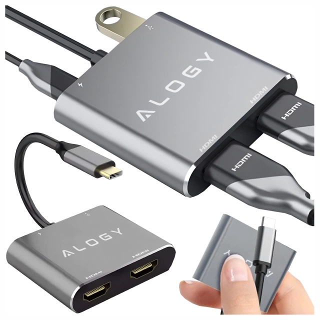 HUB splitter Alogy Adaptér pro počítačový notebook s USB-C na 3x USB-A 2.0 1x USB-A 3.0 šedý