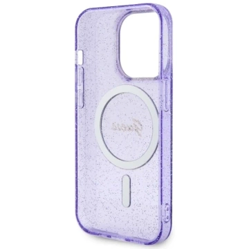 Puzdro na telefón Guess GUHMP14XHCMCGU do Apple iPhone 14 Pro Max 6,7" purpurovo/fialové pevné puzdro Glitter Gold MagSafe