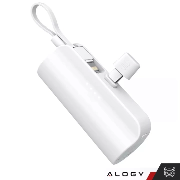 PowerBank 5000mAh Alogy vrecková externá nabíjačka Power Bank USB-C a lightning biela